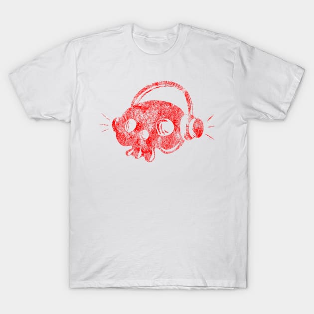 Red Music Skull T-Shirt by fakeface